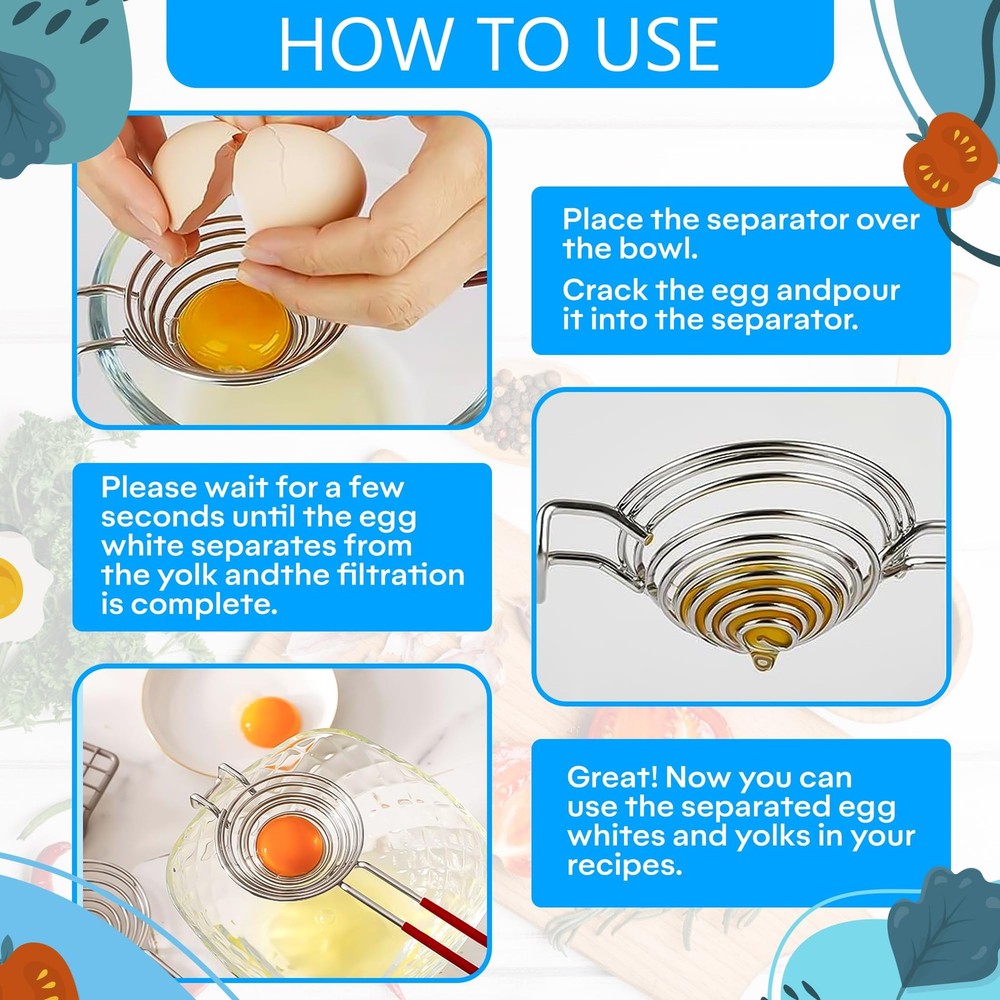 Egg Separator for Raw Eggs - Egg Yolk Separator Kitchen Gadget Yolk Stainless...