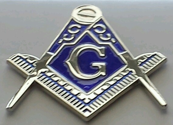 Masonic cut-out car emblem in silver