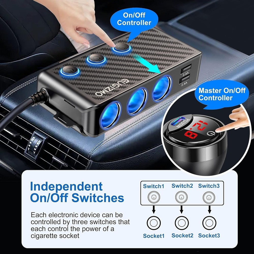 Upgraded 8-in-1 Cigarette Lighter Adapter