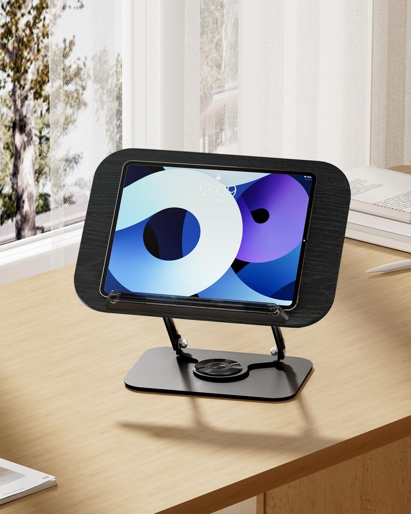 Book Stand for Reading,Book Holder, Height&Angle Adjustable, 360° Rotating Ba...