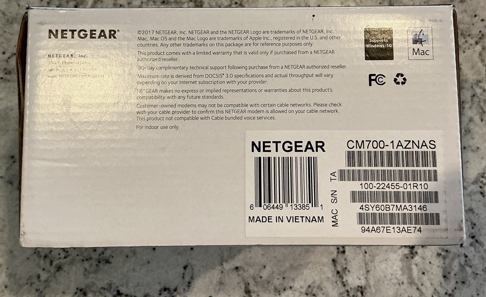 NETGEAR CM700 High Speedcable Modem - NIB