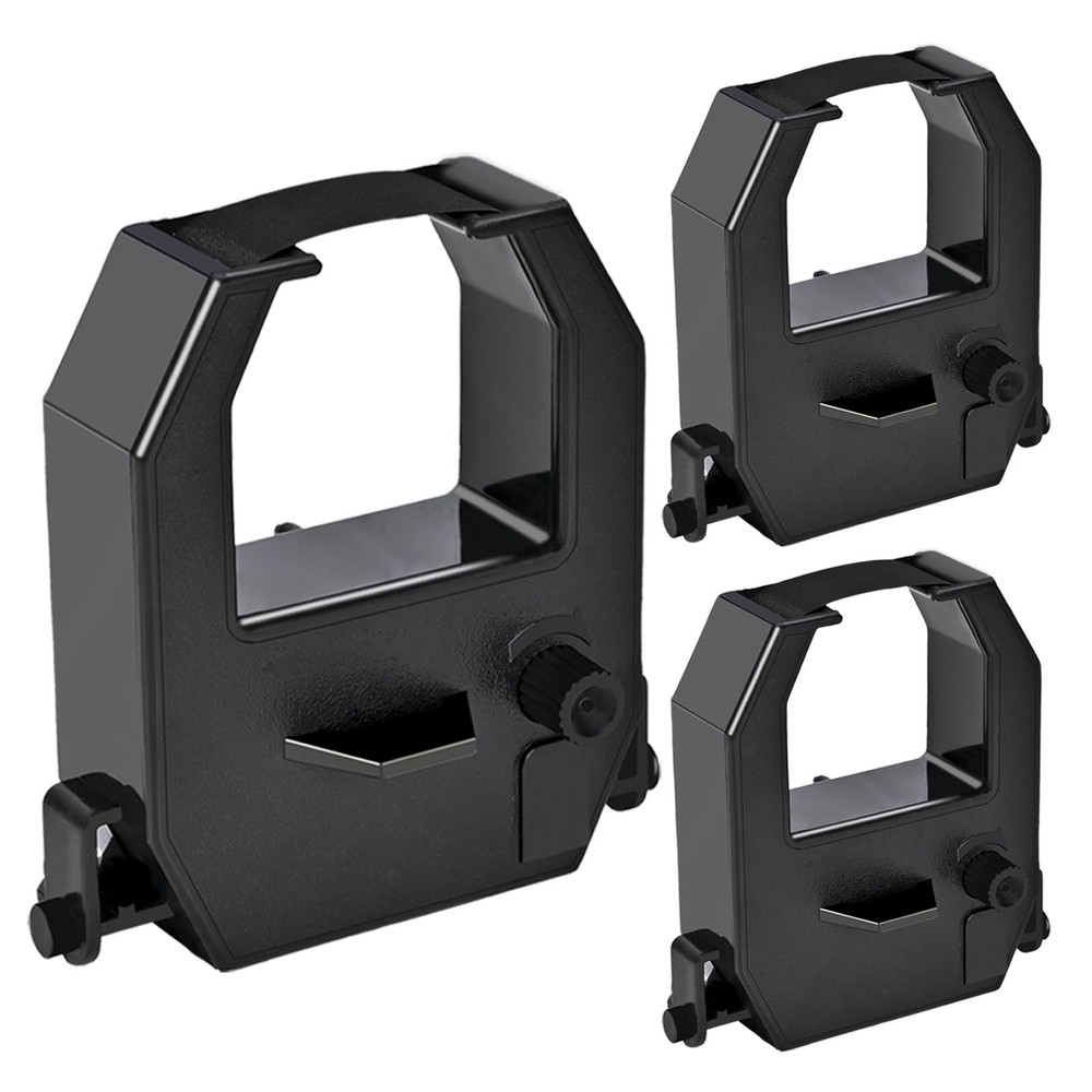3 Pack Amano Time Clock Ribbon Replacement for PIX/TCX All Models Black