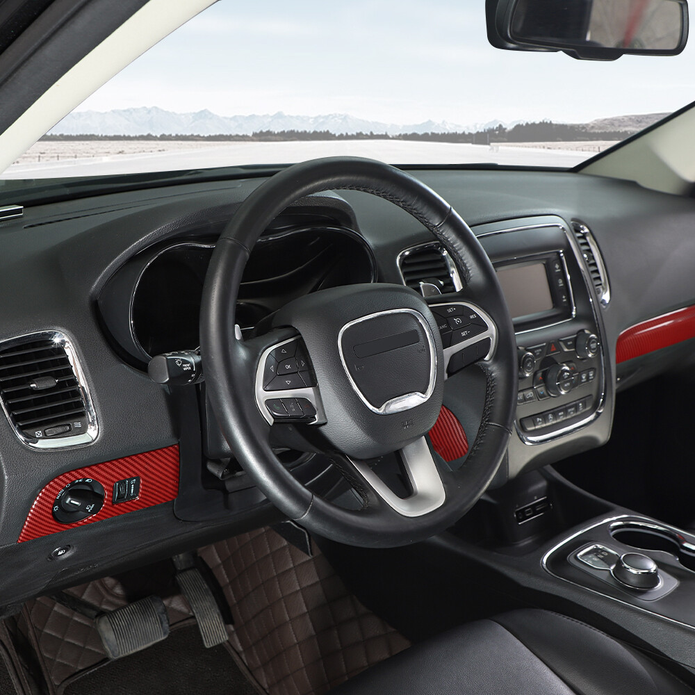 Red Carbon Fiber For Dodge Durango 2014-2020 Front Dash Panel Strips Cover Trim