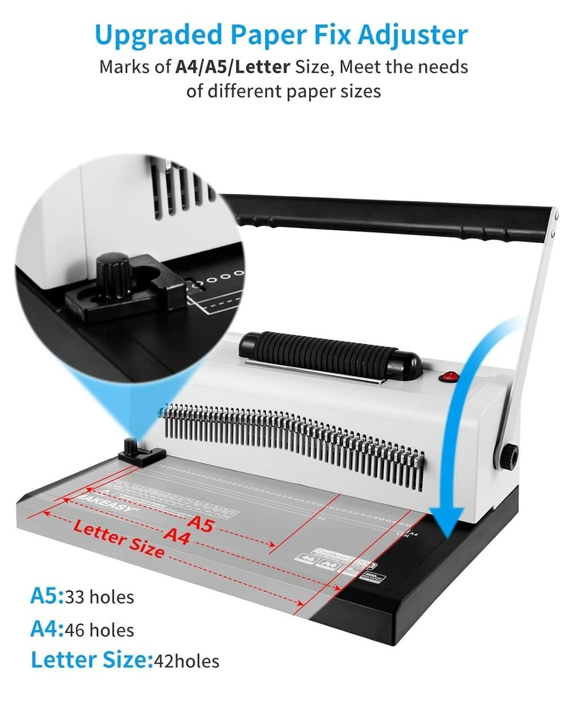 MAKEASY Spiral Coil Binding Machine with 46 Fully Disengaging Pins#3575ER6