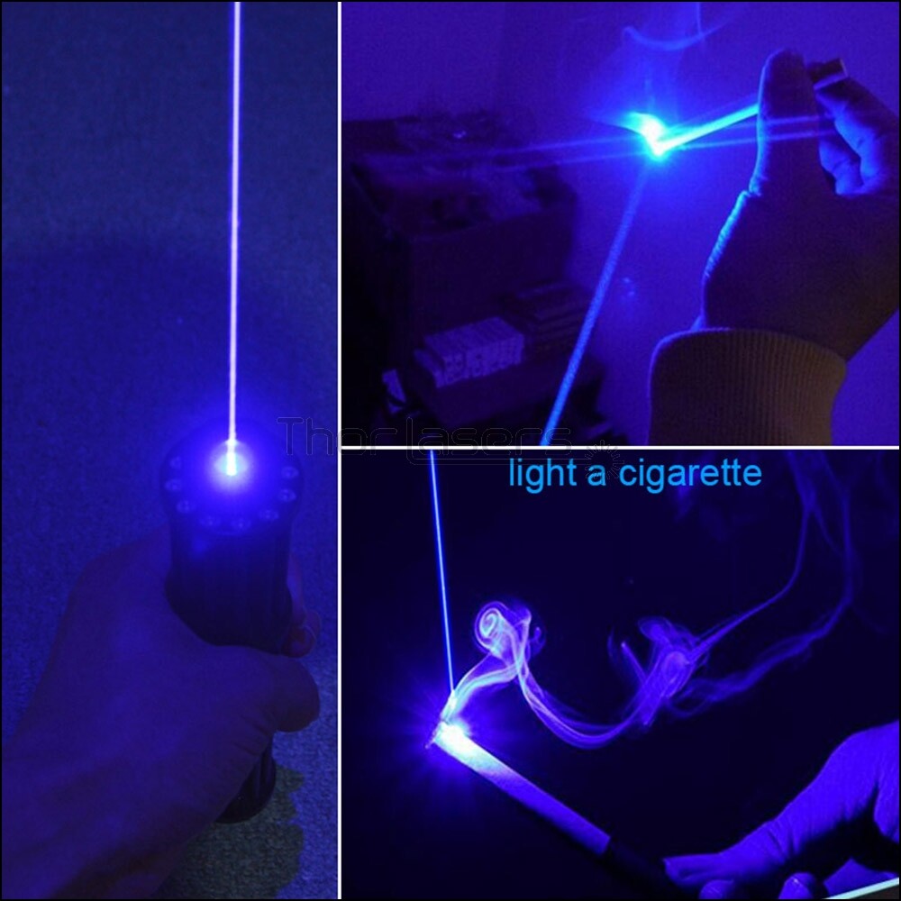 Waterproof Focusable Dot Blue Laser Pointer 450nm Visible Beam Flashlight Torch