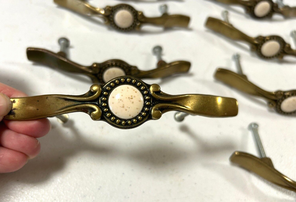 8 Vintage Brass Drawer Pulls, 5" Long, has 3" Hole separation