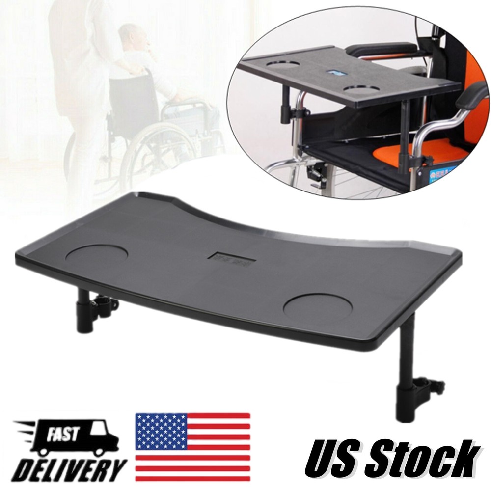 Wheelchair Table Tray and Cup Holders Durable Removable for Easting Reading