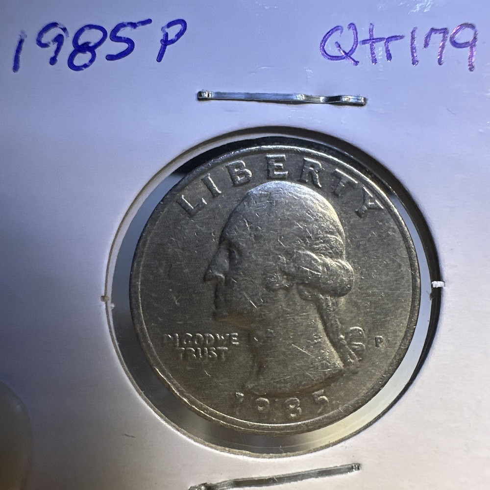 1985-D 25C Washington Quarter - Multiple Errors / Rim Doubling / DDR Errors
