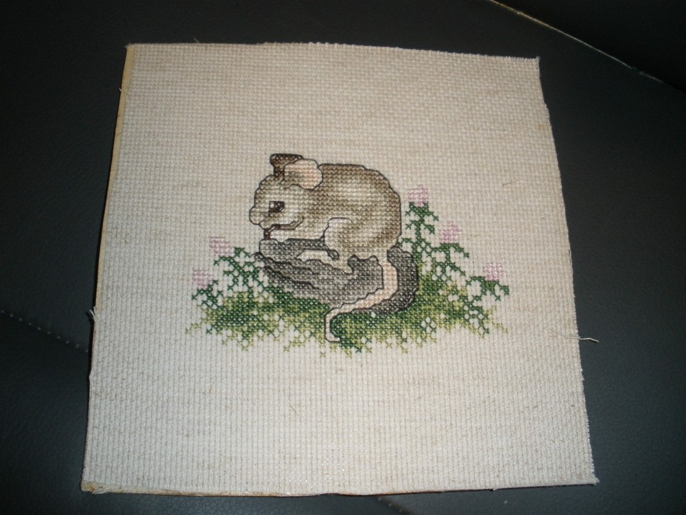 Finished Cross Stitch Piece MOUSE 7"x7"
