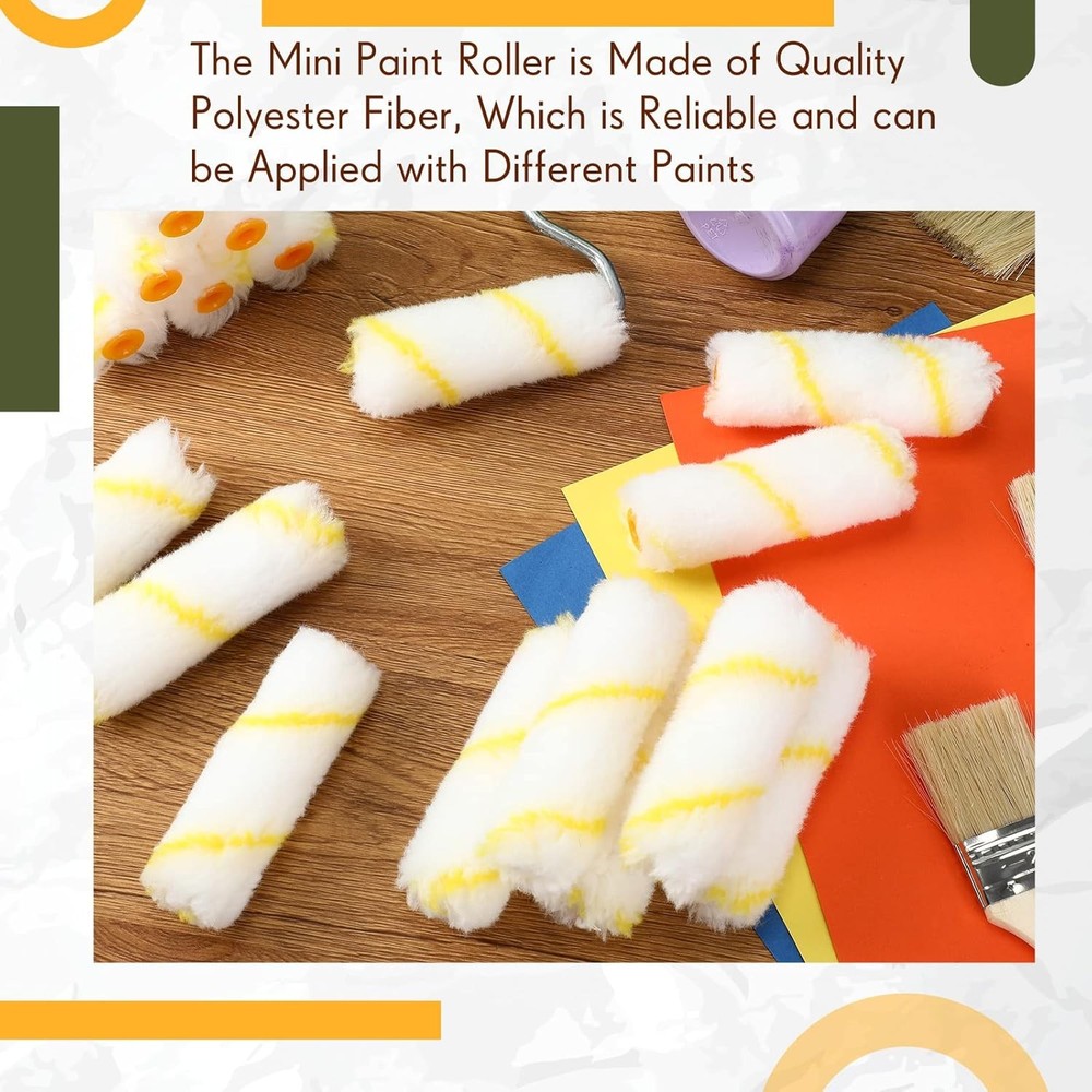 200 Pcs 4 Inch Mini Paint Roller Bulk Small Microfiber Roller Cover 1/2" Nap