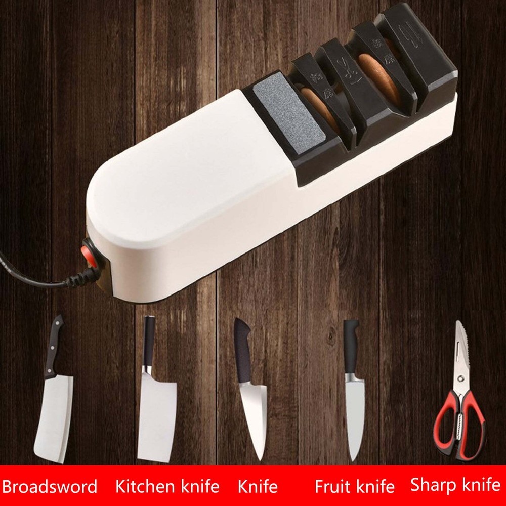 USB Electric Knife Sharpener 3 Stage Kitchen Sharpening Stone Grinder Scissors