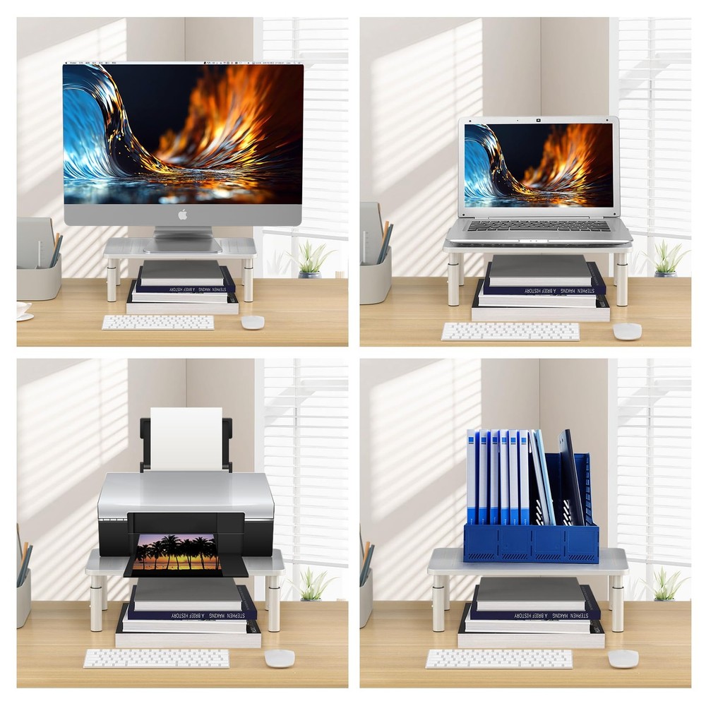 Monitor Stand Riser, Metal Computer Stand, 3 Height Adjustable Screen Riser w...