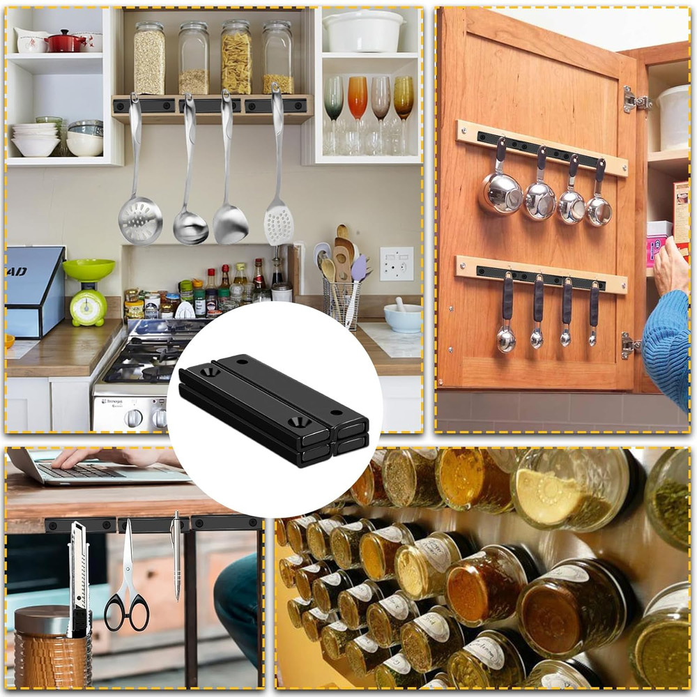 4 Pack Strong Neodymium Rectangular Magnets 80LB w/ Countersunk Hole & Screws