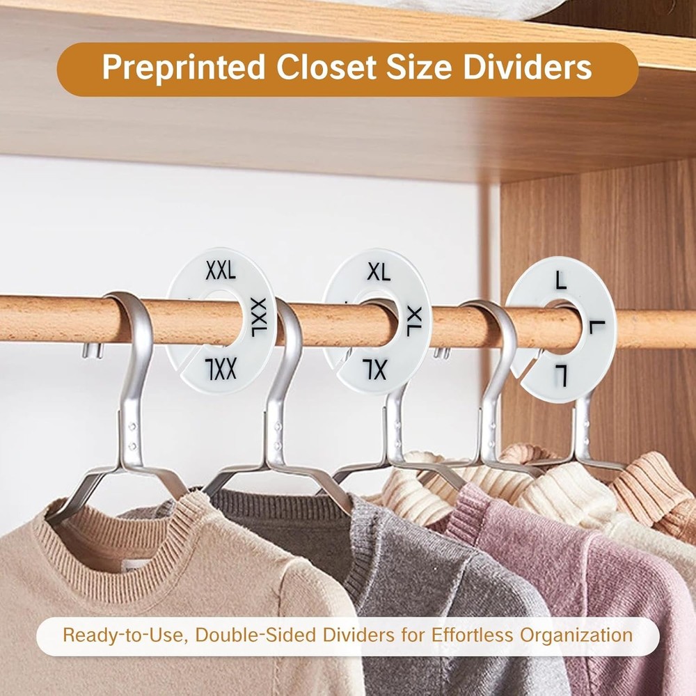 BRBASAP 8Pack Closet Divider Size Rings Rack Markers