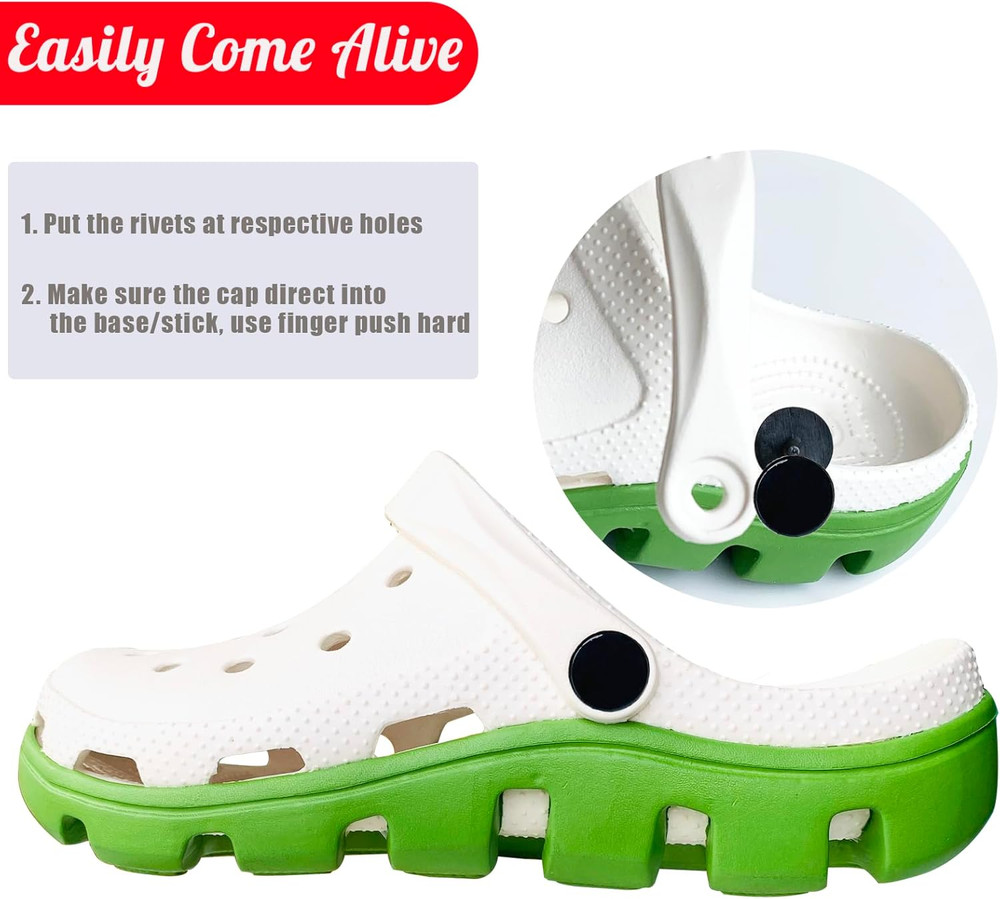 10Sets Replacement Rivets for Beach Shoes, Replacement Buttons Snap for Clogs...