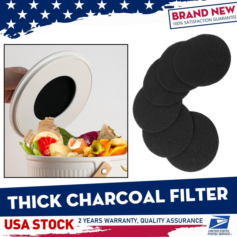Charcoal Filter Replacements Kitchen Compost Bin Round 6.7" 0.4" Thick 6 Pack