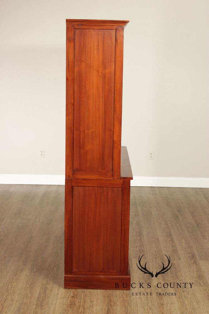 Rustic Hardwood Sliding Door Bookcase Cabinet