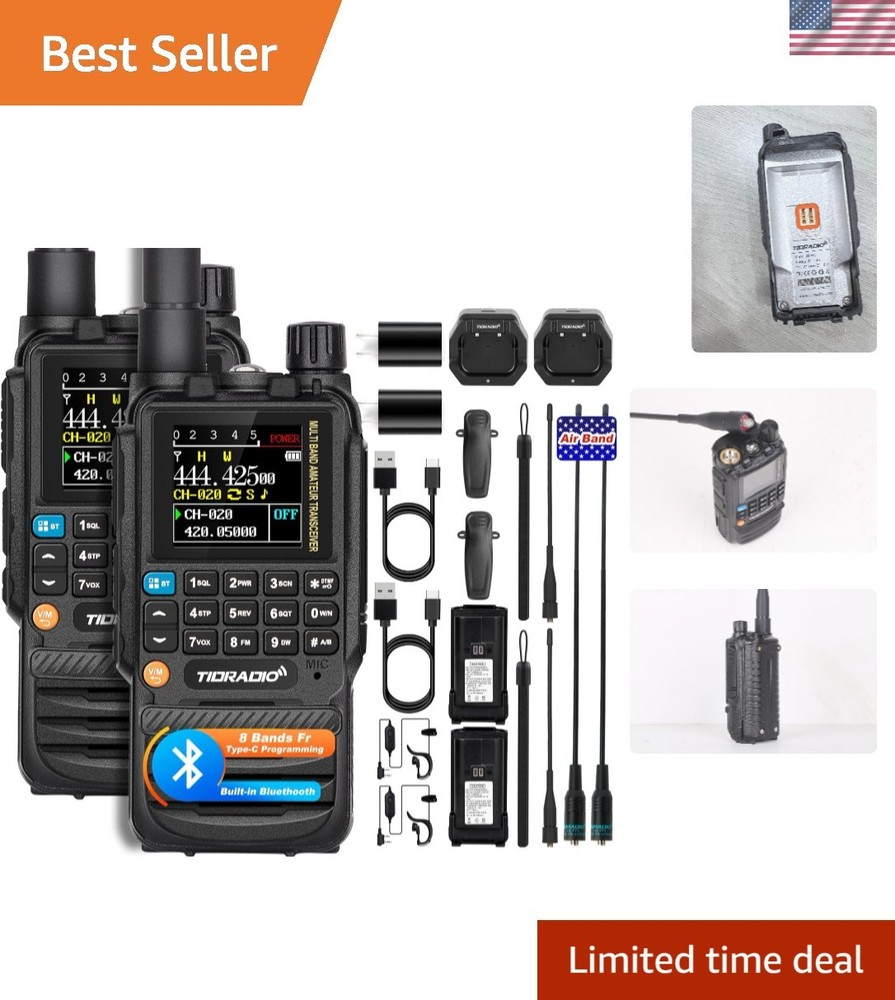 Type C & Wireless Programming 8-Band Long Range Walkie Talkies Rechargeable H...