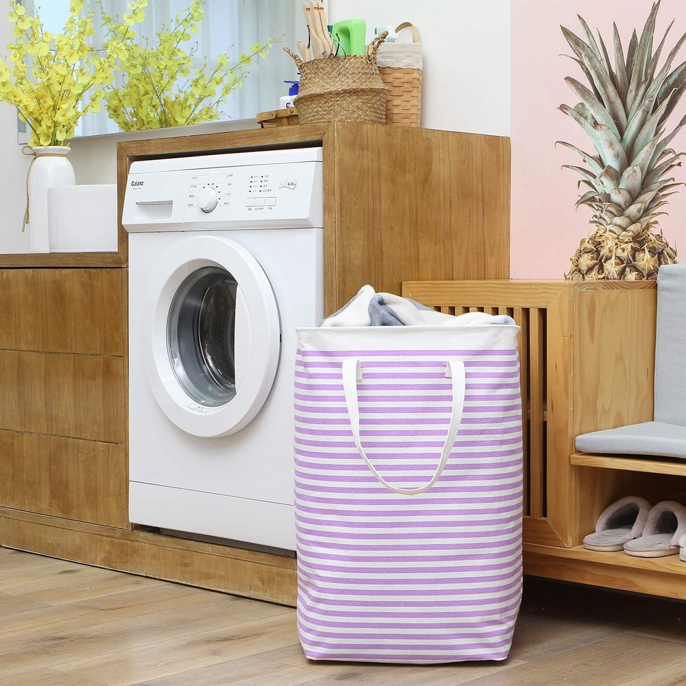 23.6"Large Size Canvas Fabric Laundry Hamper Collapsible Rectangular Storage