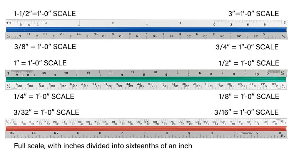 3 Pack Architectural Scale Ruler, 12" Triangular Architect Scale Aluminum Col...