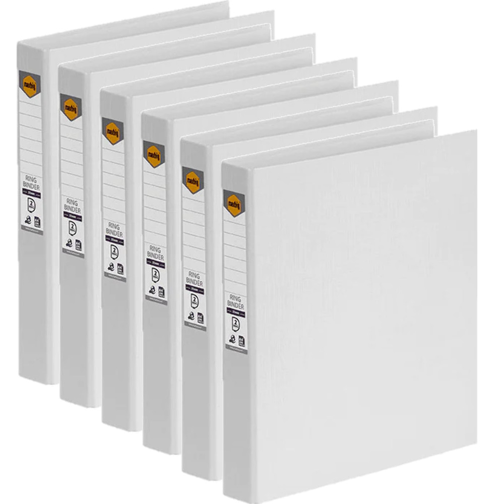 NEW 6x Marbig Ring Binder PE 25mm 2D Rings A4 White Filing Folders Pack BULK