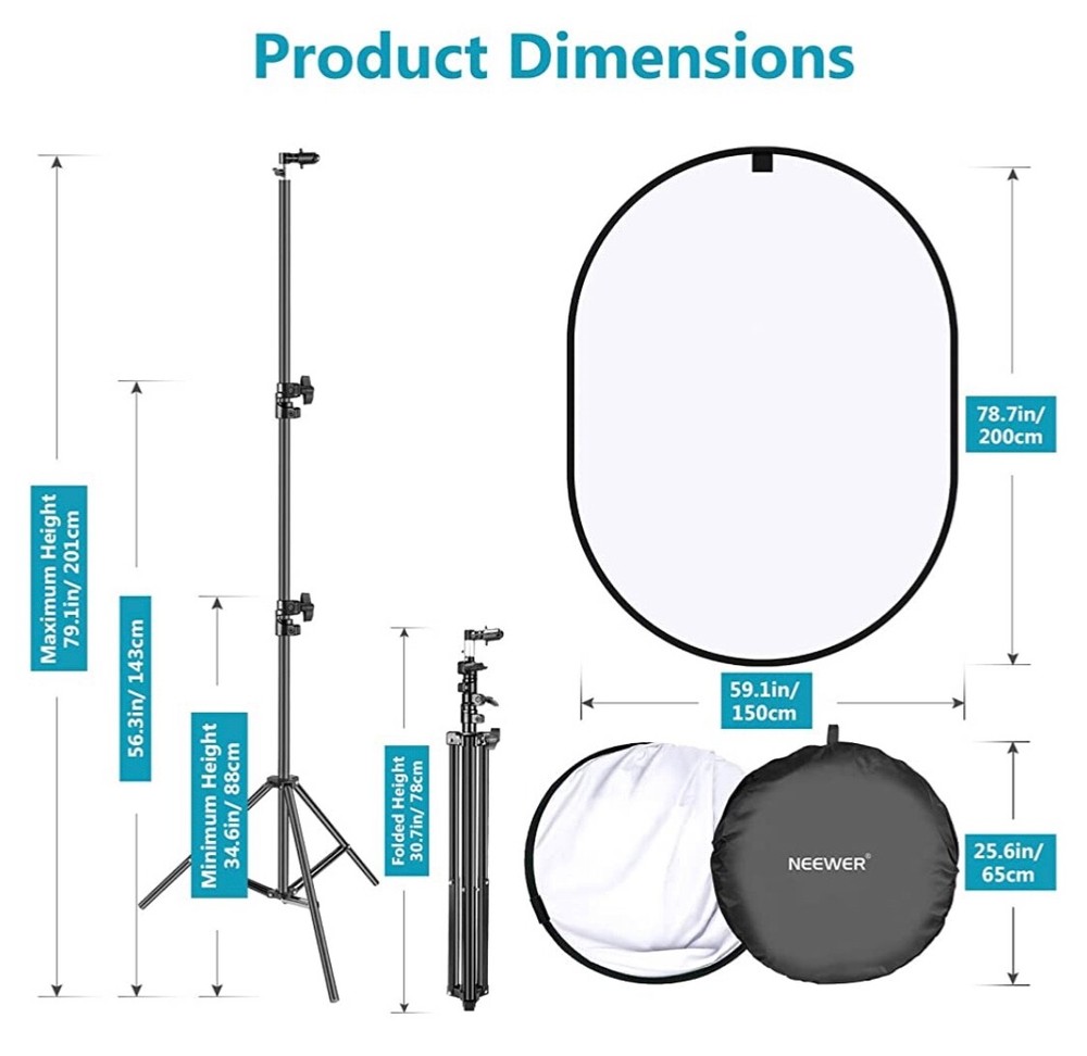 Neewer 5'x7'Chromakey Soft White Collapsible Diffuser Panel&Support Stand Kit