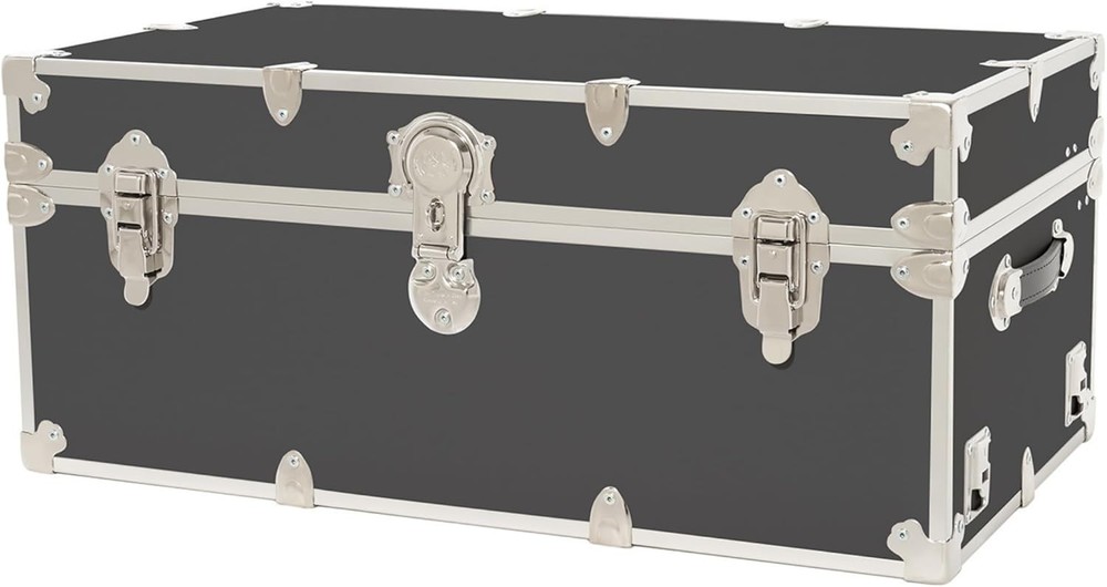 Large Armor Camp Trunk W/ Removeable Wheels Secure Dorm Storage Chest Ideal