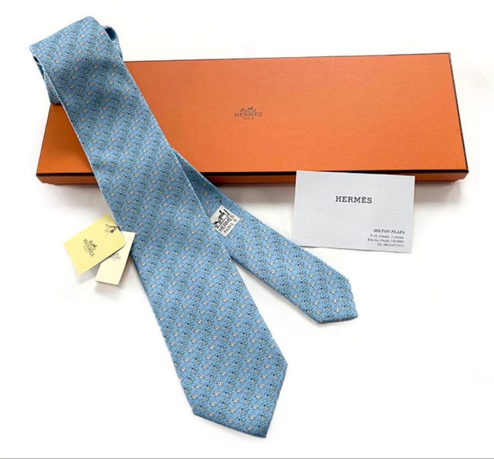 HERMES tie silk twill tie
