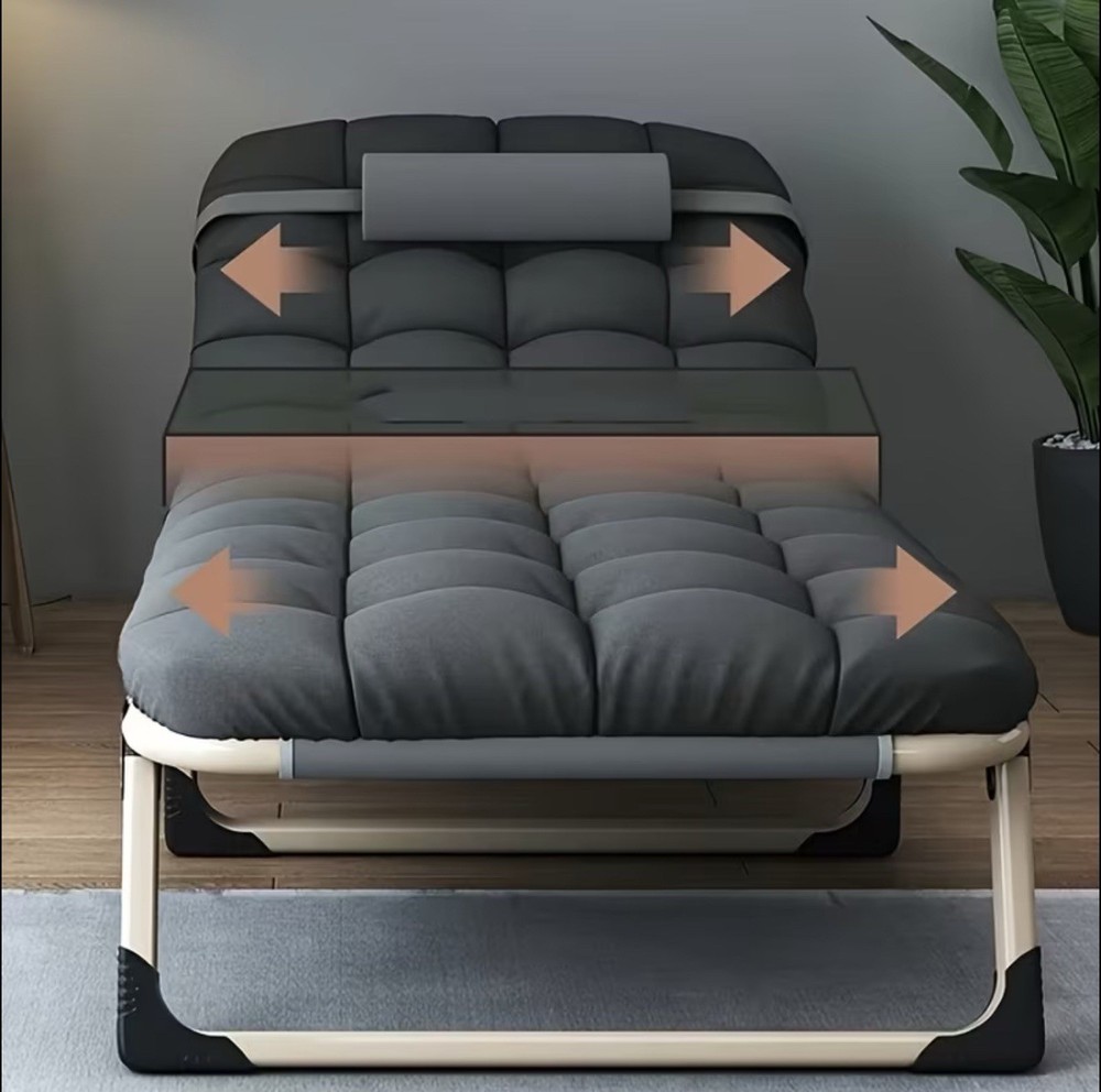 4 Adjustable Backrest Heavy Duty Folding Bed Frame with Mattres Cot Fold Out Bed