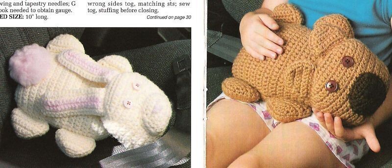 Buckle-up Bear & Bunny crochet PATTERN INSTRUCTIONS