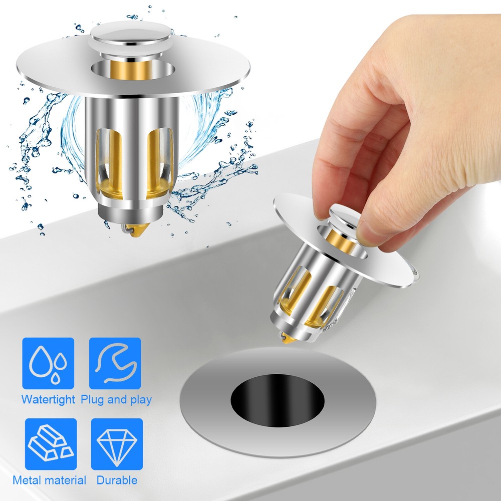 Basin Core Bounce Drain Filter Pop Up Bathroom Sink Plug Water Stopper Universal