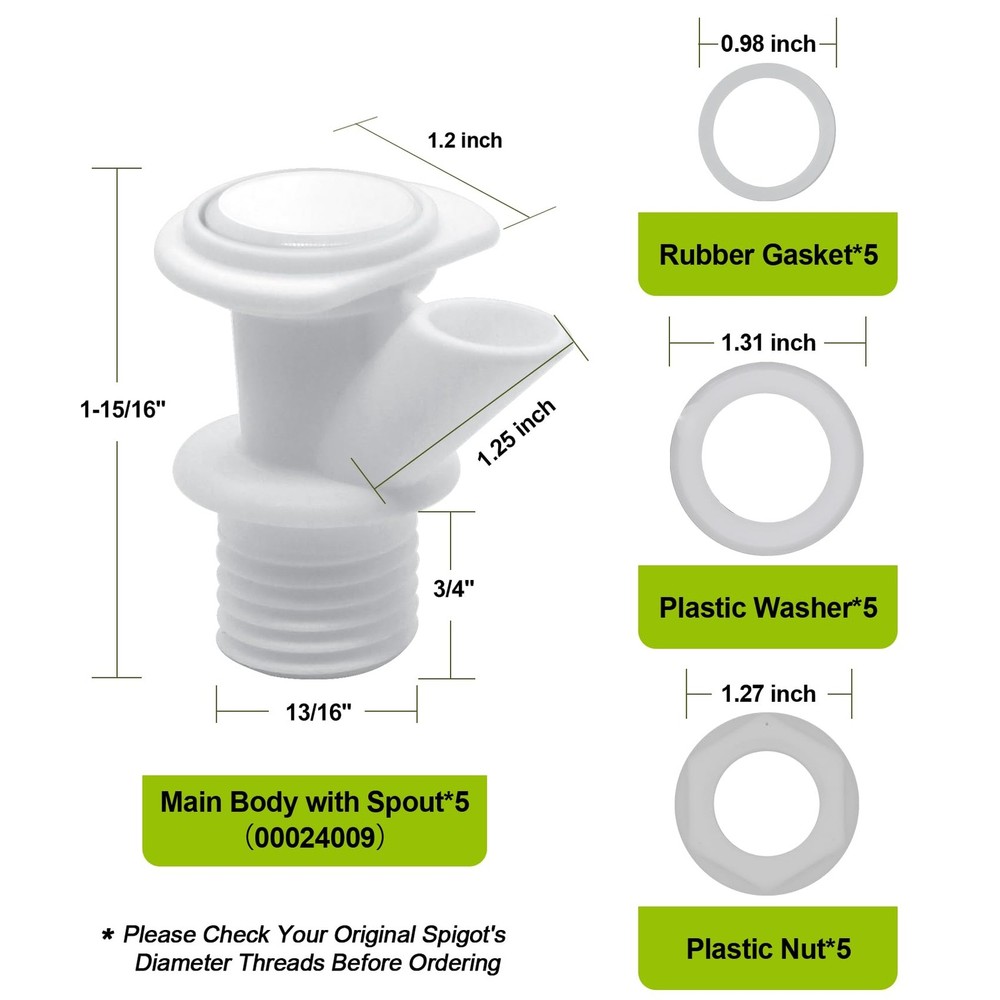 LERGNA 5-Pack Push Button Spigot Kit Replacement Compatible with Igloo Coolers