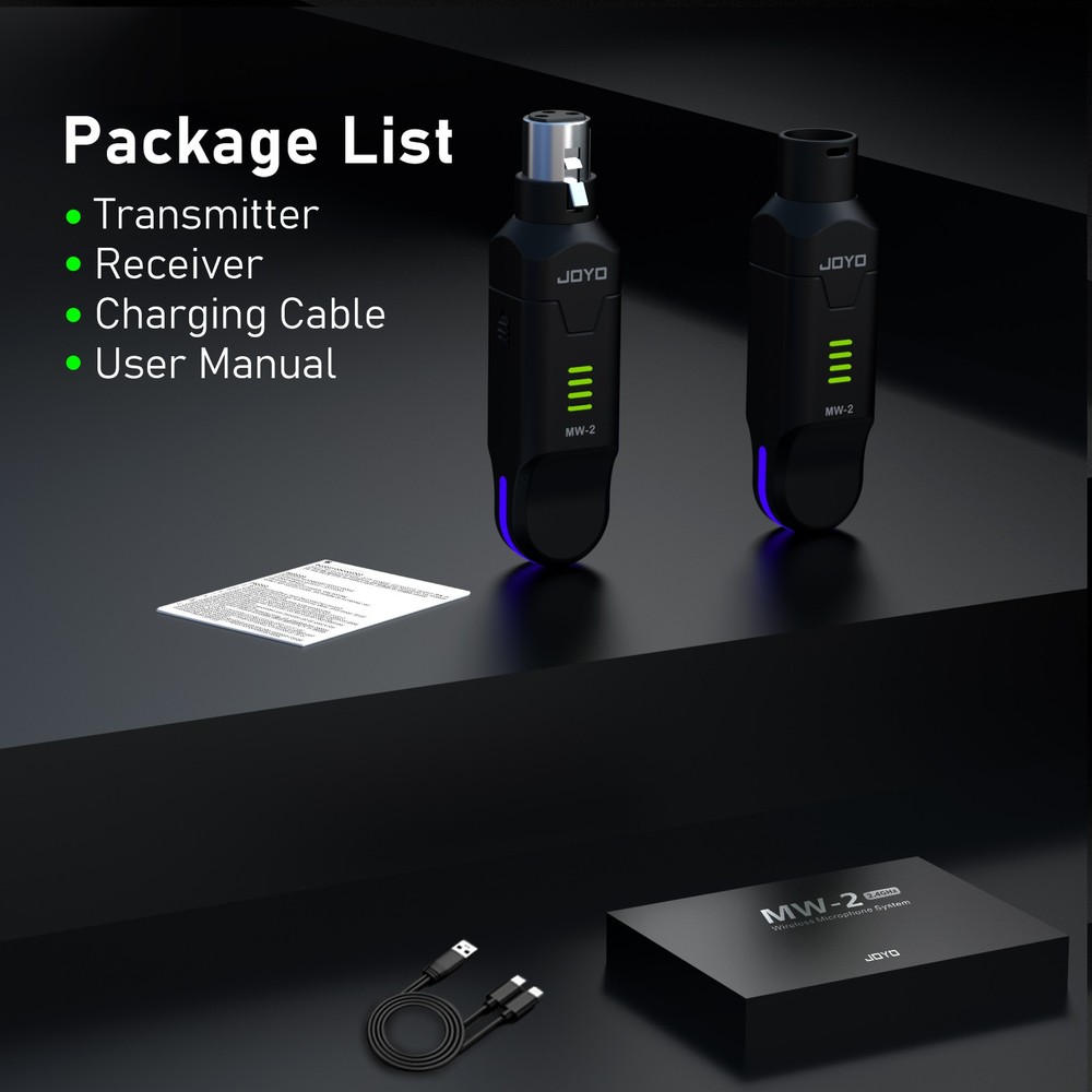 JOYO Wireless Microphone System 4-Channel XLR Transmitter Receiver Dynamic (OP)