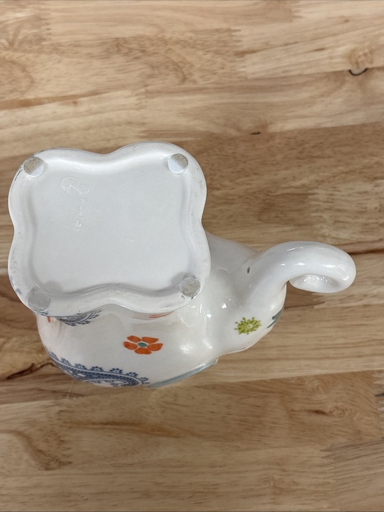 Elephant Planter Hand Painted Good Luck 7”