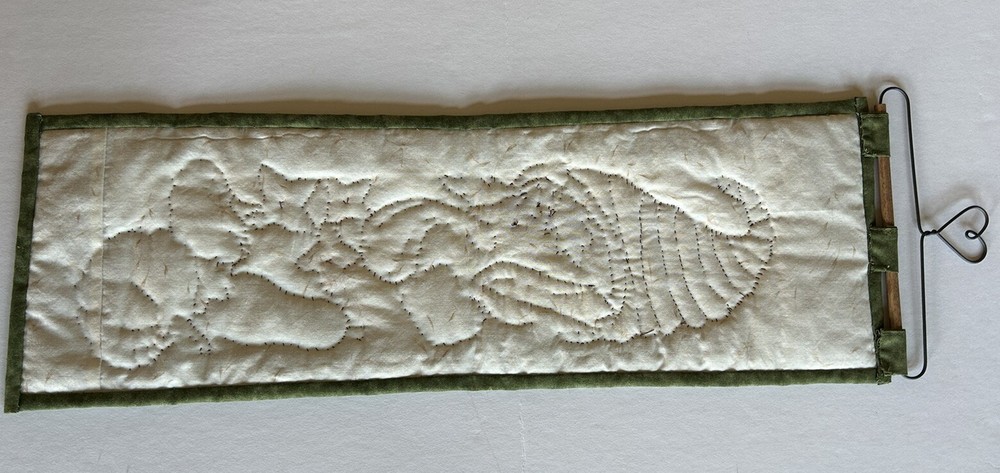 Hand Stitched Details On Fabric Fall Wall Hanging Cornucopia With Squash