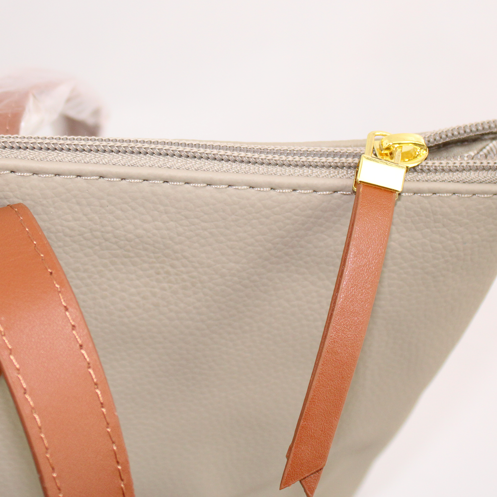 Joy Mangano Leather Large Tote Beige