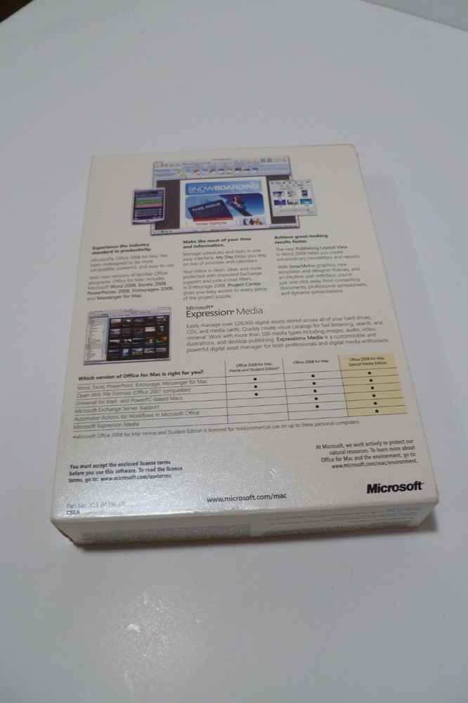 Microsoft Office Mac 2008 with Expression Media & Product Key (Software)