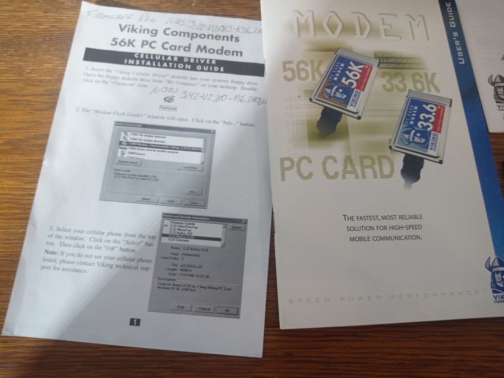QuickLink Mobile Software 3.5 Floppy Viking 56K Modem PC Card Driver 1994 Manual