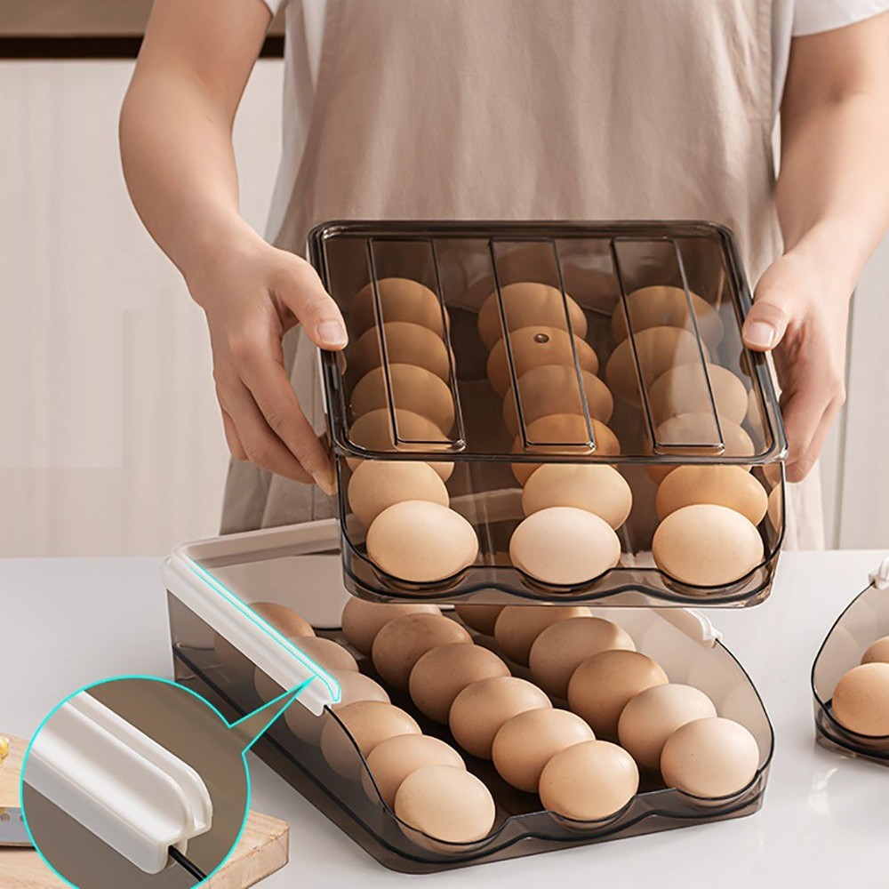 Acrylic Kitchen/Fridge Gravity Egg Dispenser Tray - Holds 18 Eggs - Stackable