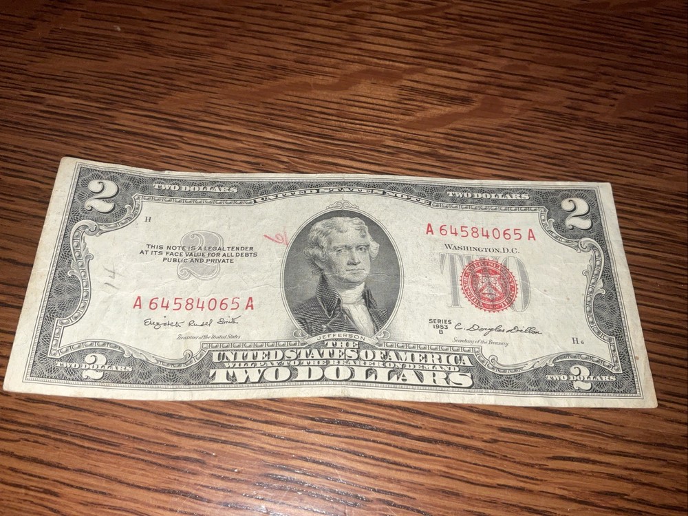 1953 2 dollar bill red seal