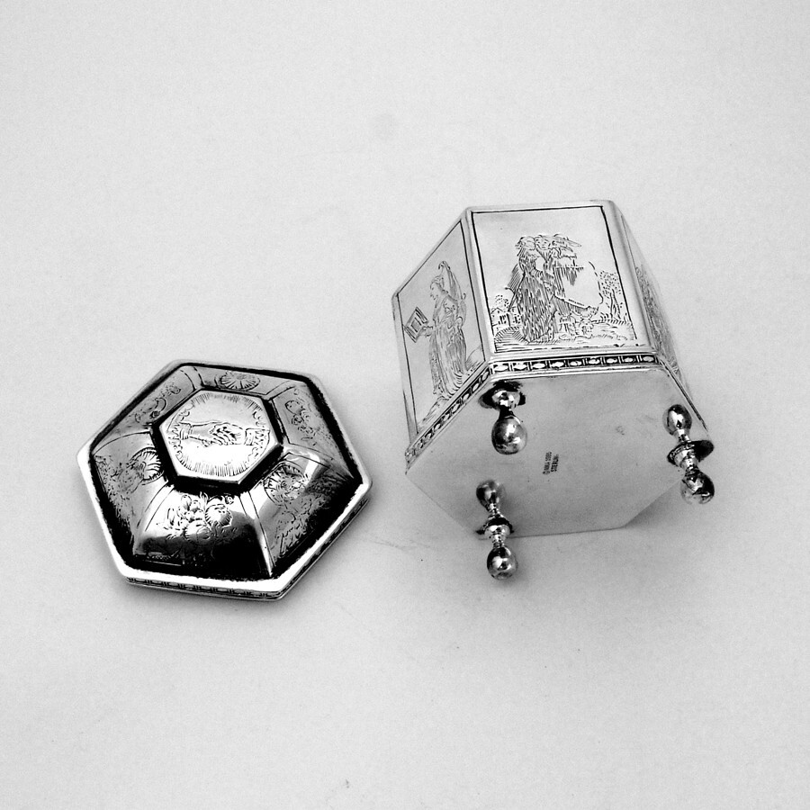 Hexagonal Dutch Marriage Wedding Box Sterling Silver MMA 1985