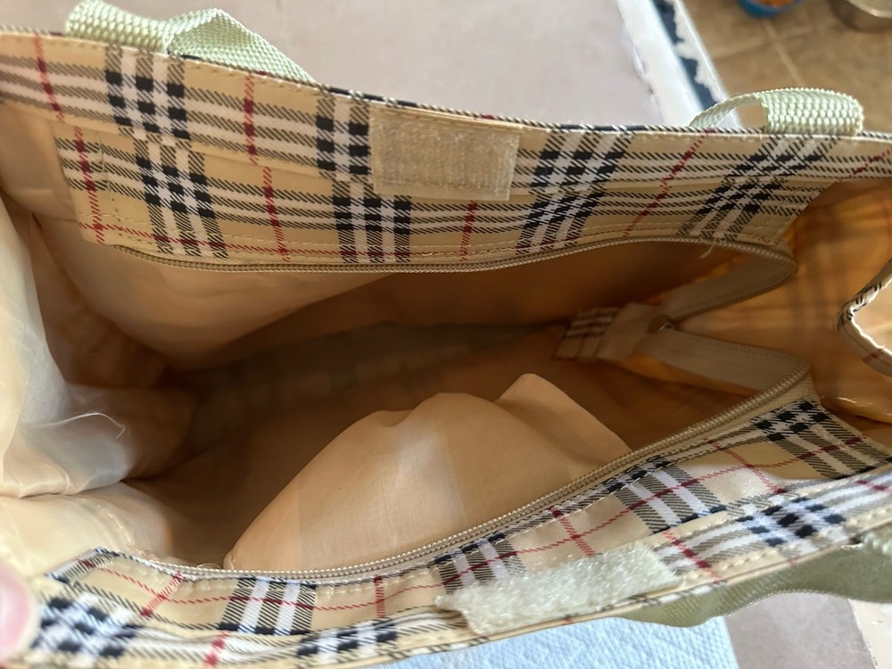 Vintage Tote Bag Designer House Check Pattern