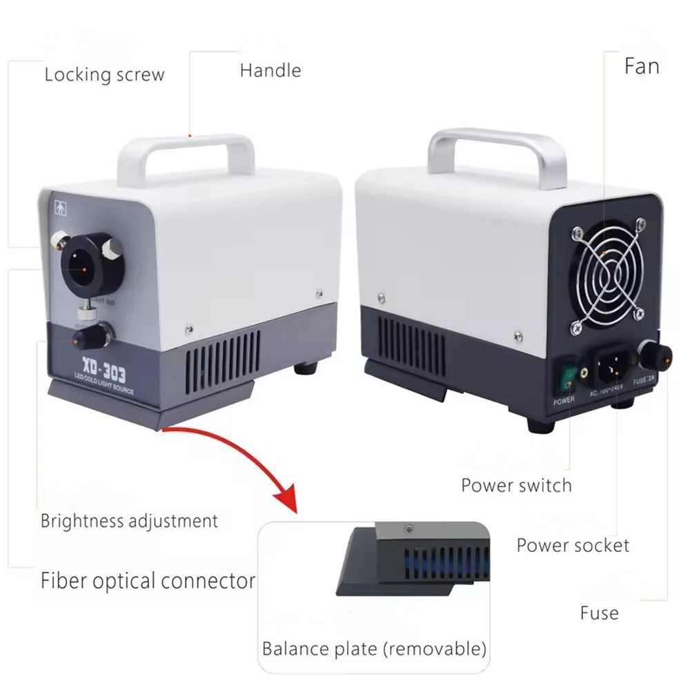 20W LED Fiber Optic Microscope Endoscope Medical Cold Light Source with Handle