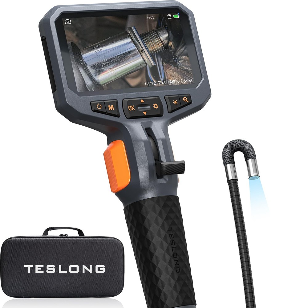 Two-Way Articulating Borescope with Light, Industrial Endoscope Inspection Ca...
