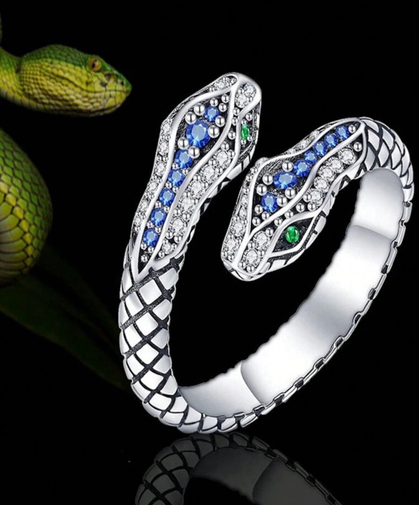 Vintage Rhinestone Adjustable Snake Ring