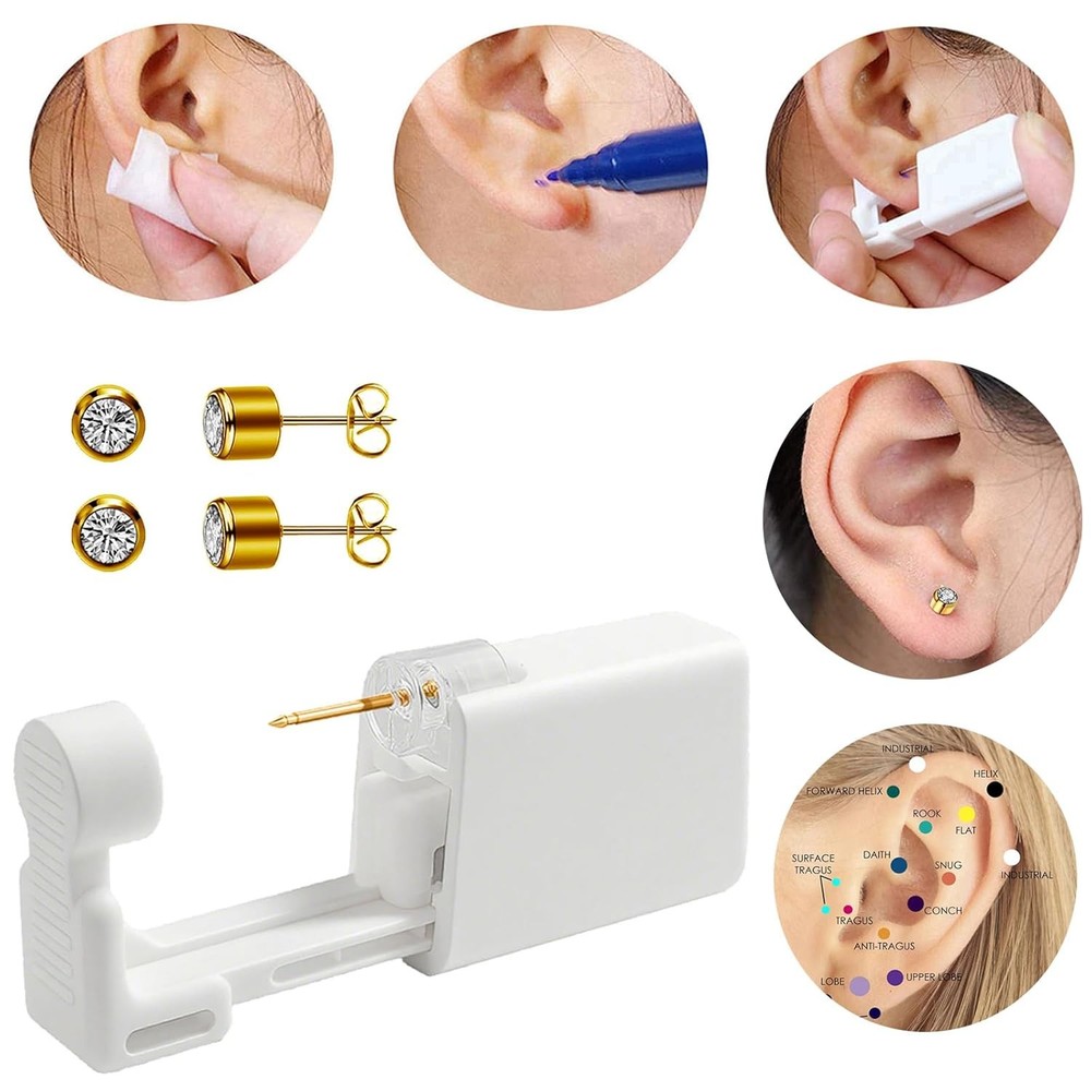 Ear Piercing Kit Disposable Ear Piercing Kit with Multi-sized CZ Earring Studs E