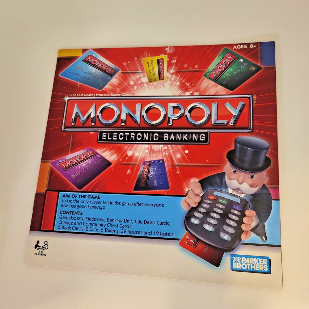 Monopoly Electronic Banking Replacement Game Board and Instructions