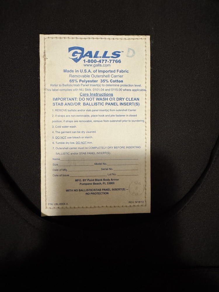 Body Armor Vest No Plates