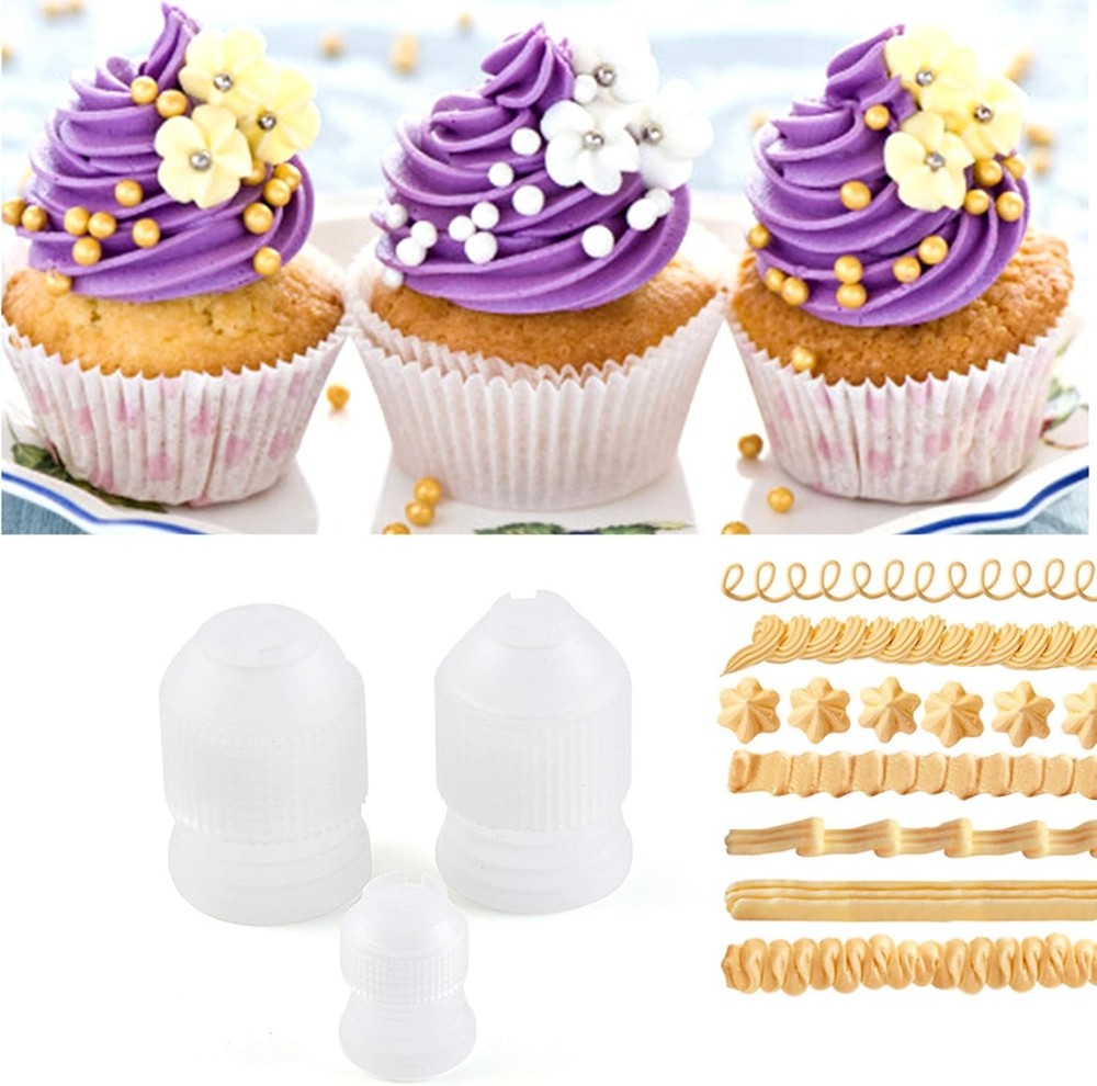 12 Pieces White Pastry Bag Coupler, Three different sizes Plastic Standard Coupl