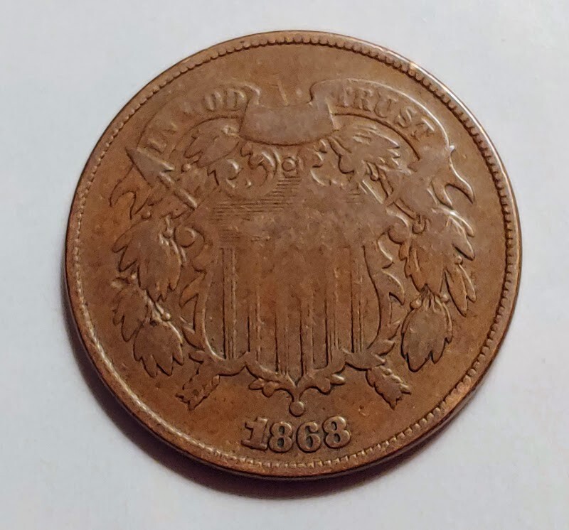 2 Two Cent Shield Copper 1868, High Grade, CHEAP.  - C8587